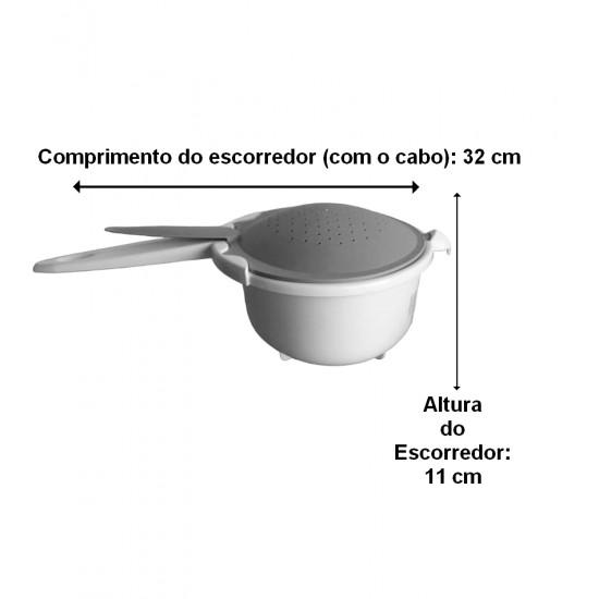 Escorredor Multiuso 33cm por 21cm em Plástico com Tampa